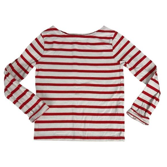 Mini Boden Red & Cream Stripe Long Sleeve T-Shirt size 5-6 Years Boat Neck - Picture 1 of 6